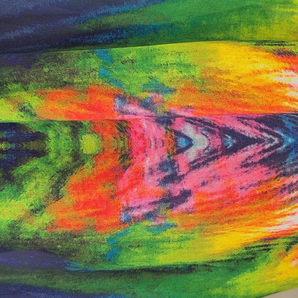 Serengeti sheer, long sleeved, multi color dress. Size XL. - Picture 7 of 9
